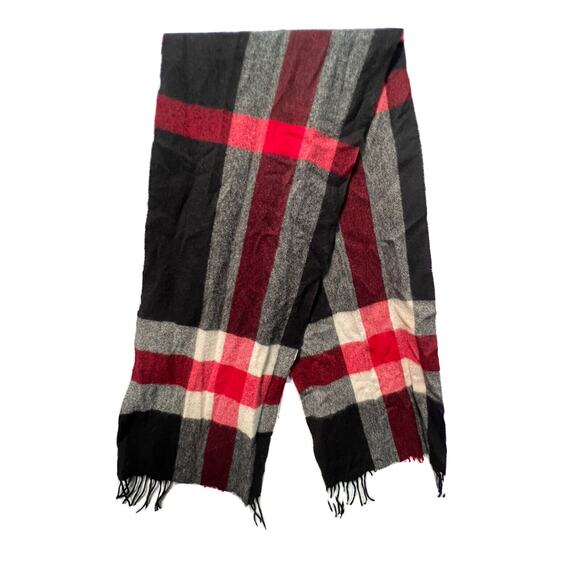 Louisa Perini Women's Scarf Cashmere Plaid Multicolored Fringe - Picture 1 of 6